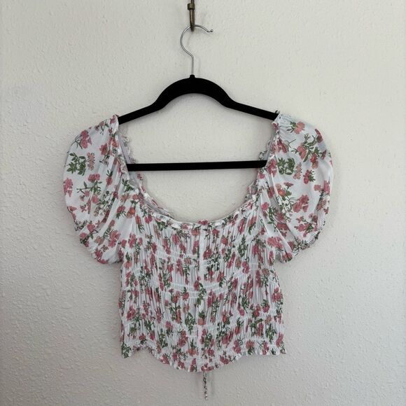 Olivaceous Floral Puff Sleeve Top Size Medium - Picture 4 of 4
